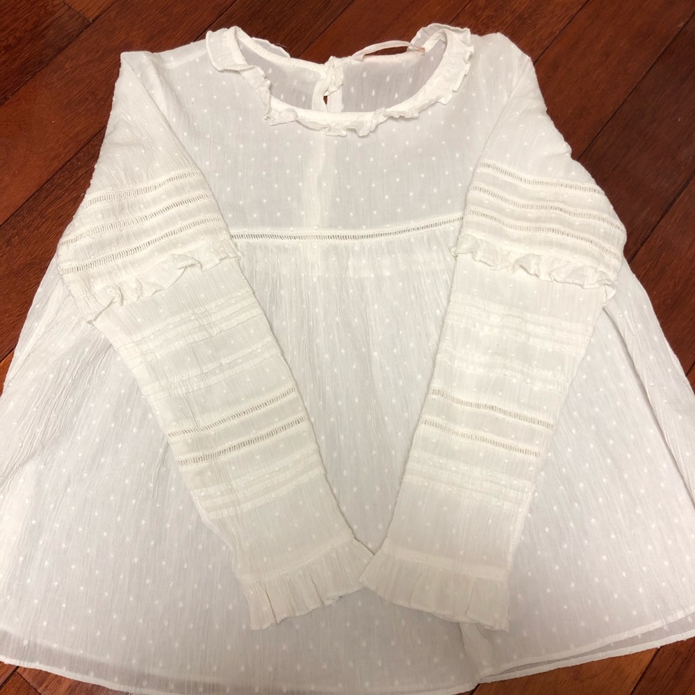 Zara White Flowy Blouse